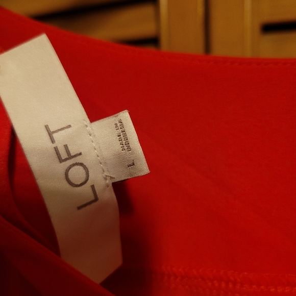 Loft Bright Red Long Sleeve Chiffon Blouse - Picture 3 of 6